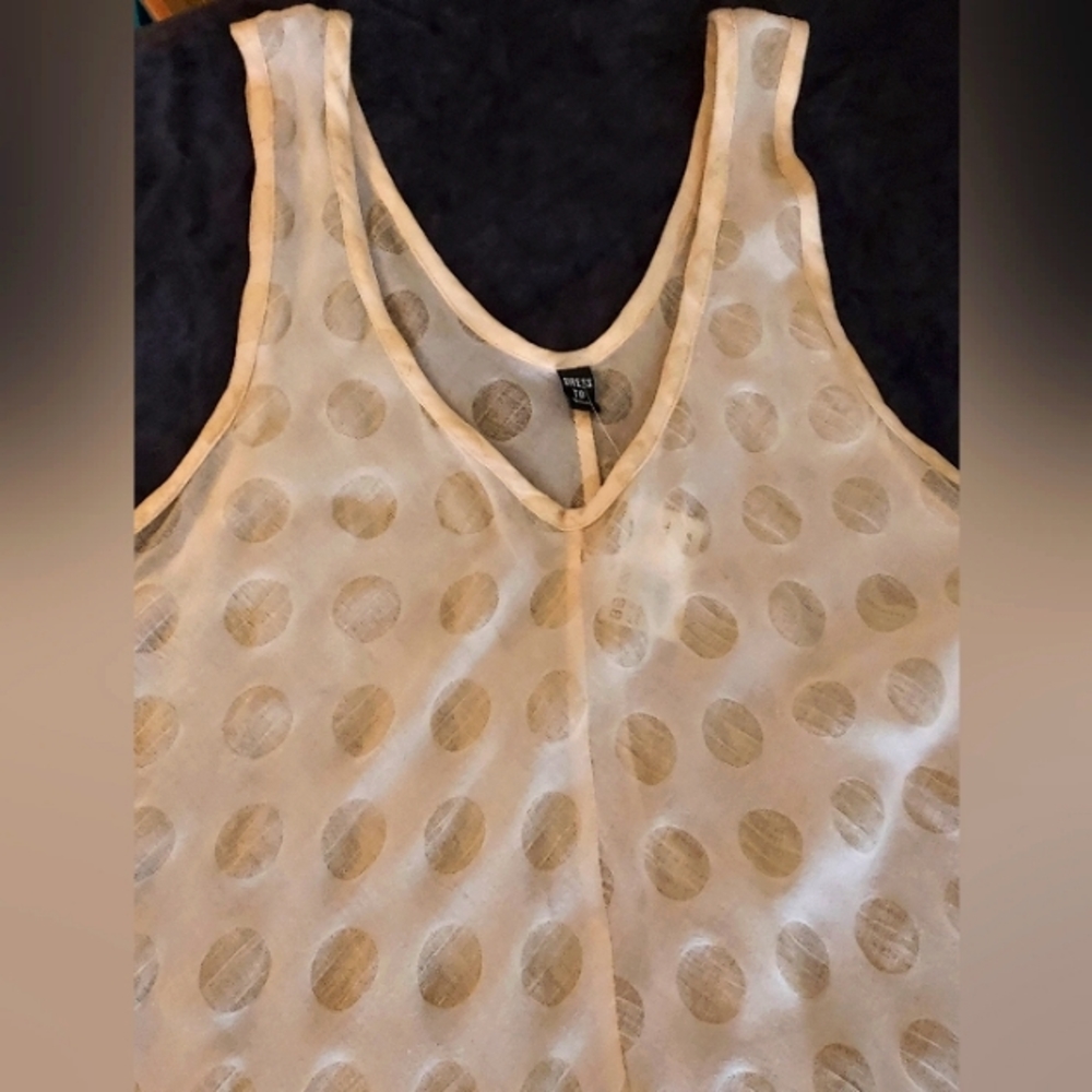 Dress to Kill, NWT asymmetrical dress, v-neck, sheer, OS , cream color